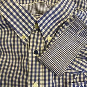 Barbour men's blue and white button down shirt flip collar size 3XL XXL